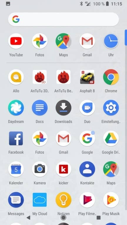 Google Pixel 2 im Test: Das Menü