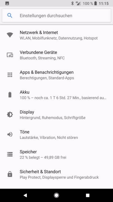 Google Pixel 2 im Test: Das Menü