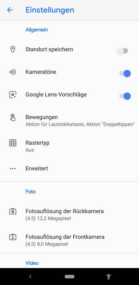 Google Pixel 3a XL Kamera-App