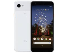 Das Google Pixel 3a in Weiß von vorne und hinten.