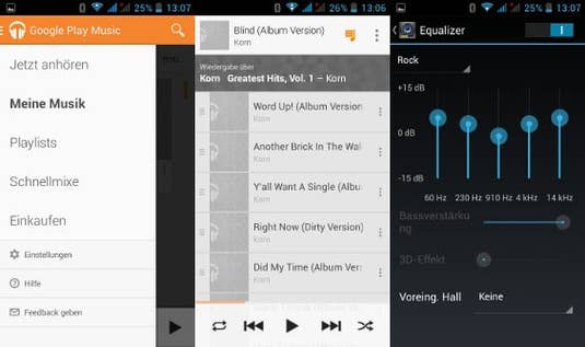 Google Play Music auf dem Kazam Thunder