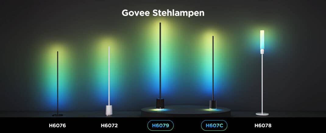 Stehlampen der neuen GOVEE Floor Lamp Serie in der Übersicht.