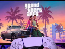 GTA 6 auf einem Fernseher davor ein PS5-Controller