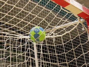 Ein Handball im Netz