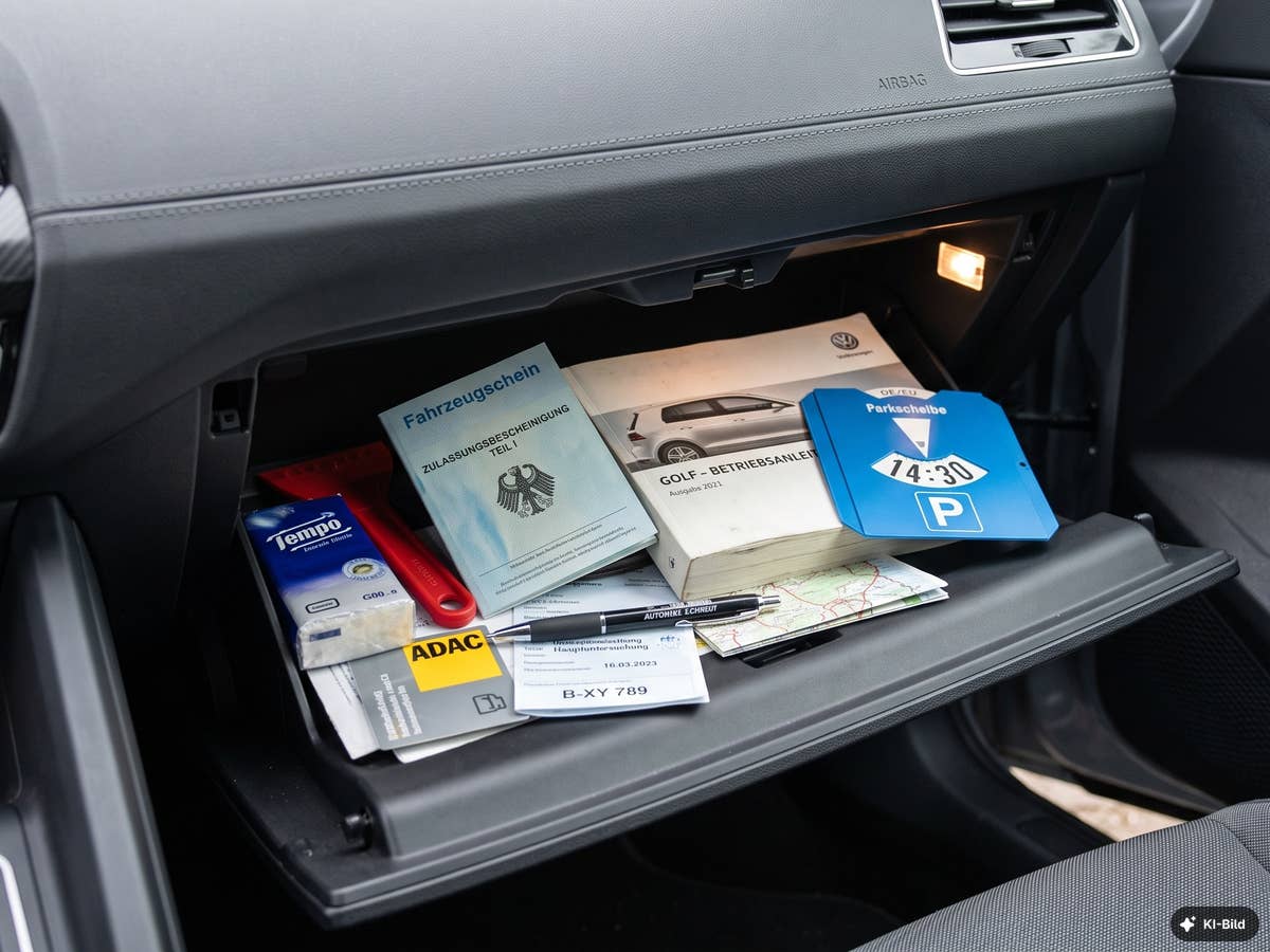 Was alle Autofahrer ins Handschuhfach legen sollten Handschuhfach mit vielen Gegenständen