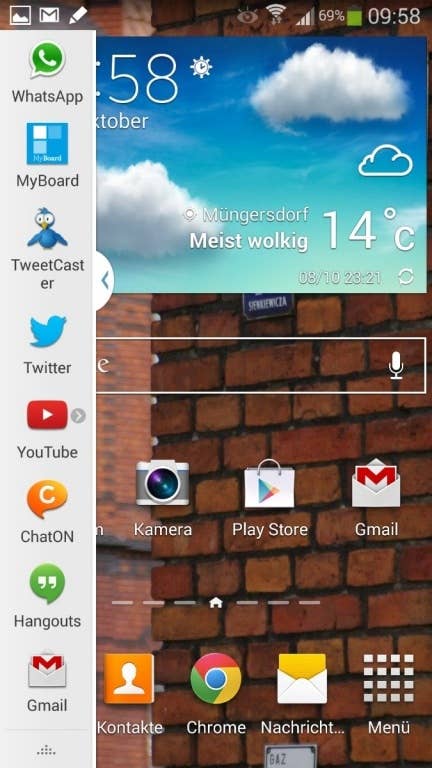 Homescreen mit Multi-Window-Leiste