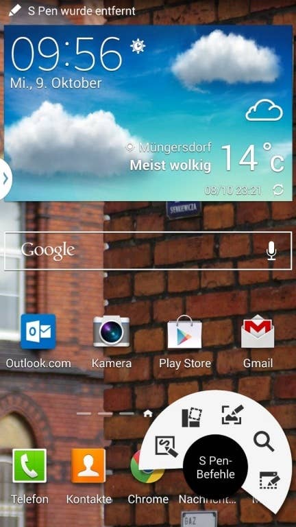 Homescreen mit S-Pen-App Air Command