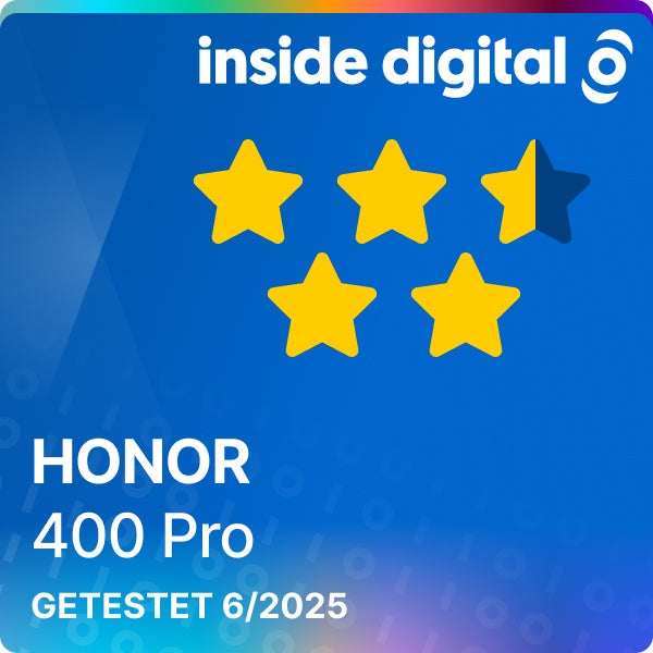 Honor 400 Pro Testsiegel mit 4,5 von 5 Sternen