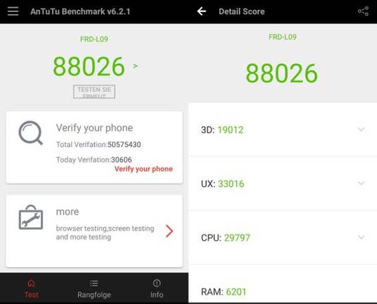 Honor 8 AnTuTu Benchmak-Test Screenshots