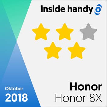 Ein Testsiegel, das das Honor 8X mit 4 von 5 Sternen auszeichnet