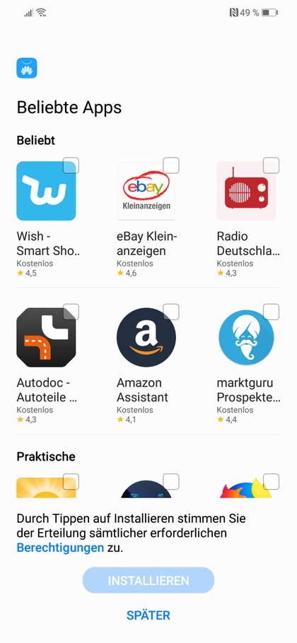 App-Installation beim Honor Play
