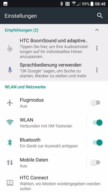 HTC 10 evo - Menü und Einstellungen