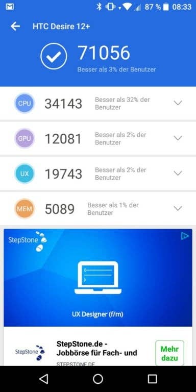 HTC Desire 12+ im Test: Benchmark-Test