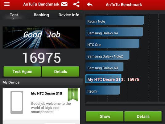 HTC Desire 310: AnTuTu-Benchmark