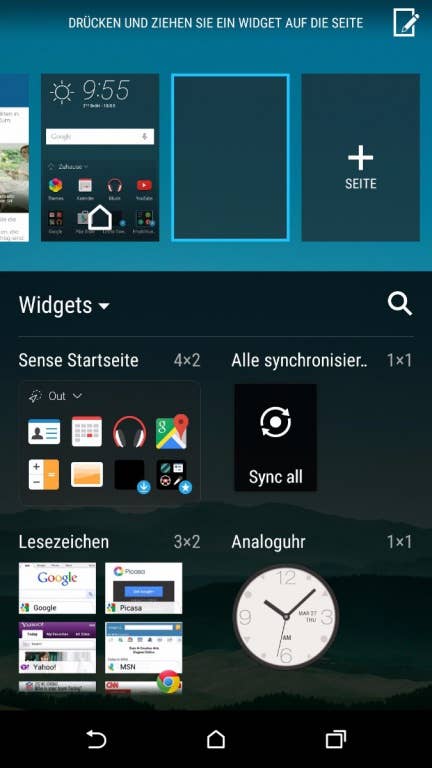 HTC One M9 Screenshots Menü