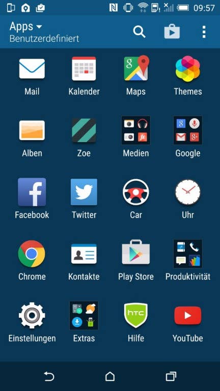 HTC One M9 Screenshots Menü