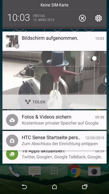 HTC One M9 Screenshots Menü