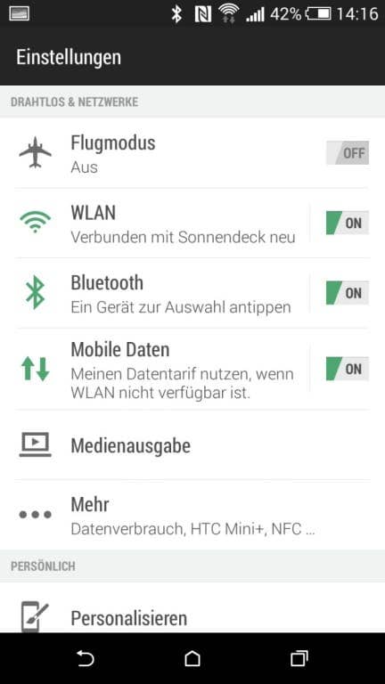 HTC One mini 2: Screenshots Benutzeroberfläche