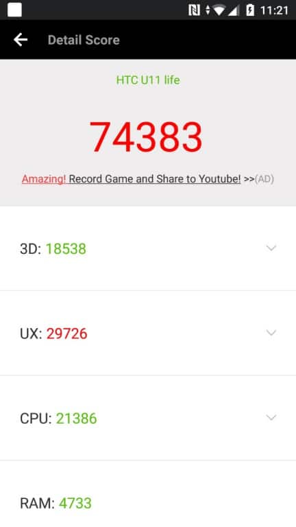 HTC U11 Life - Benchmark-Werte
