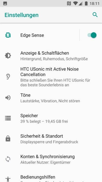 HTC U11 Life - Menü und Einstellungen