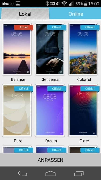 Huawei Ascend P7: Screenshots Benutzeroberfläche