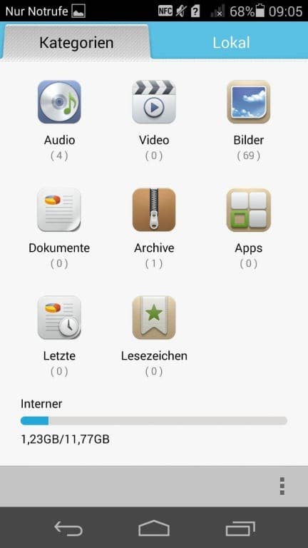 Huawei Ascend P7: Screenshots Benutzeroberfläche