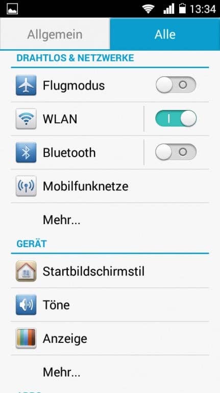 Huawei Ascend Y530: Screenshots Benutzeroberfläche