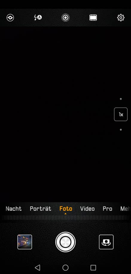 Der Standard-Screen der Kamera-App des Huawei Mate 20 X