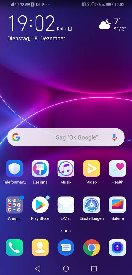 Der Home_Screen des Huawei Mate 20 X