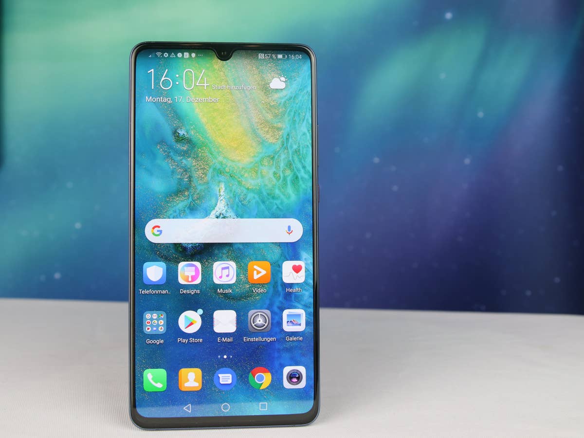 Die Front des Huawei Mate 20 X mit aktiviertem Bildschirm