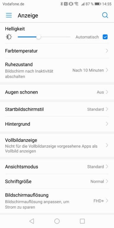 Huawei P smart: Display-Einstellungen