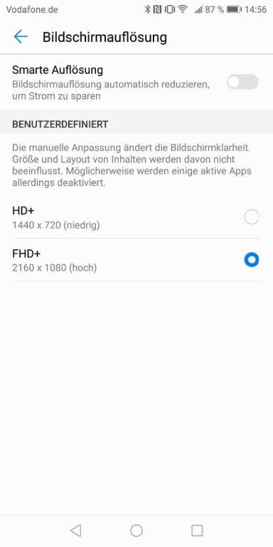 Huawei P smart: Display-Einstellungen