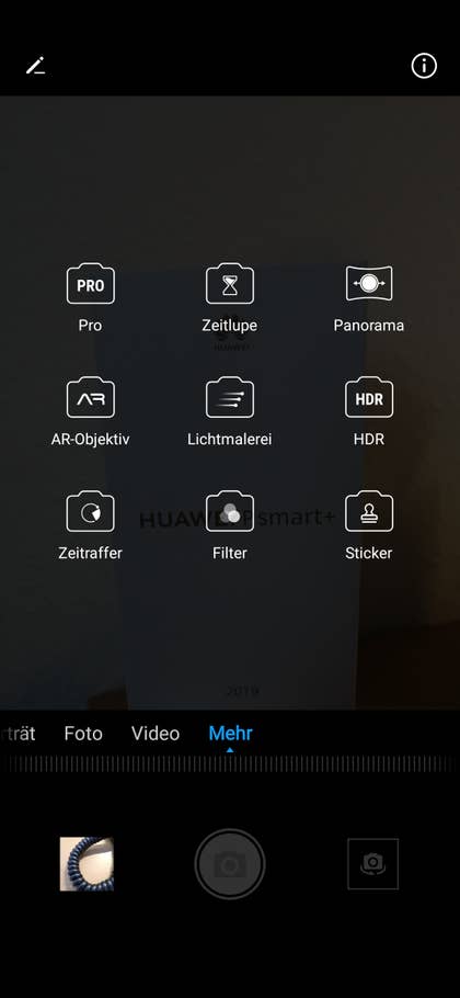 Huawei P smart+ 2019 Filter und Co