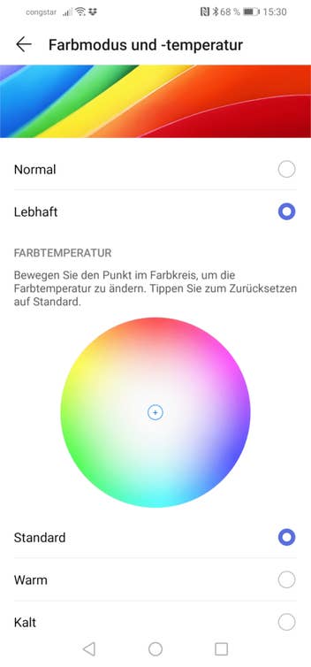 Screenshot der Display-Einstellungen des Huawei P30 Lite