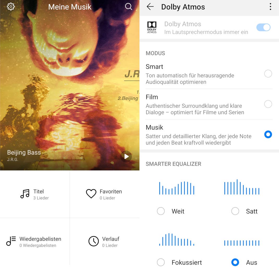 Screenshots der Musik-App des Huawei P30 Pro