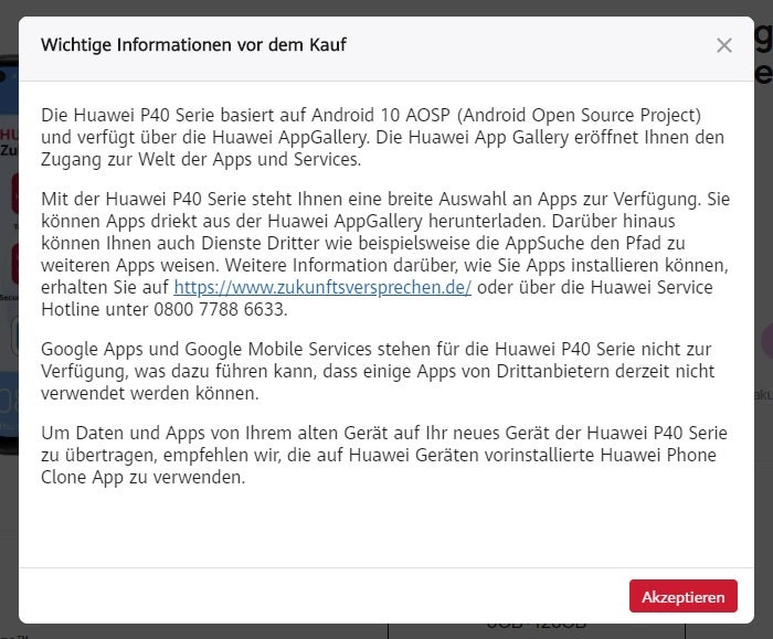 Huawei Warntext