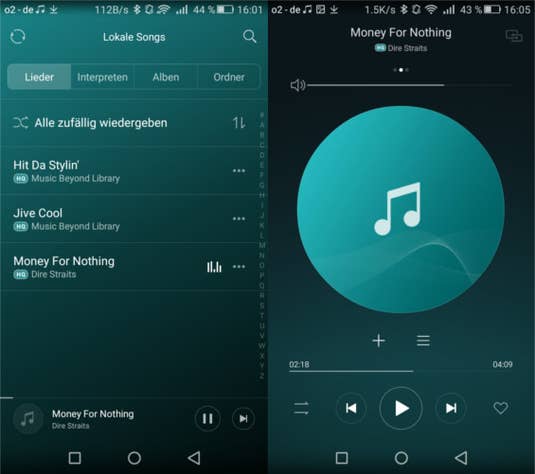 Huawei P8 Lite Musik-Player