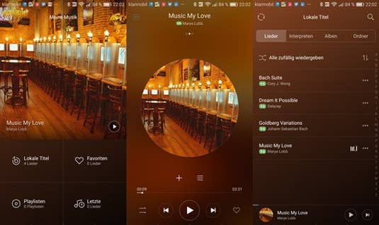 Musik-Player des Huawei P9 Plus