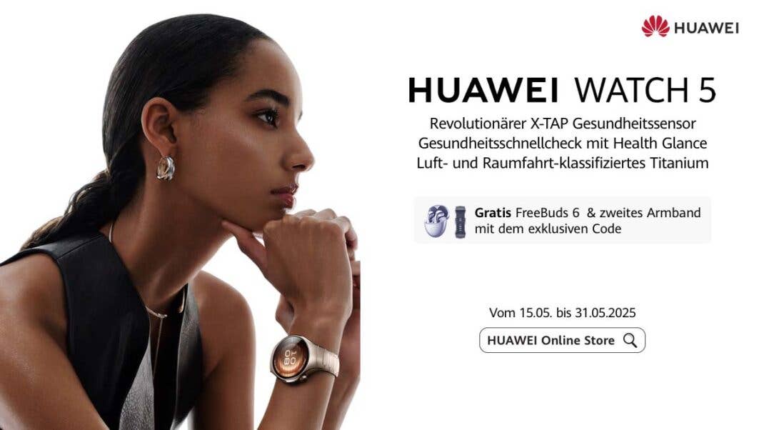 Wenn du jetzt eine Huawei Watch 5 mit unserem Code bestellst, bekommst du In-Ears gratis