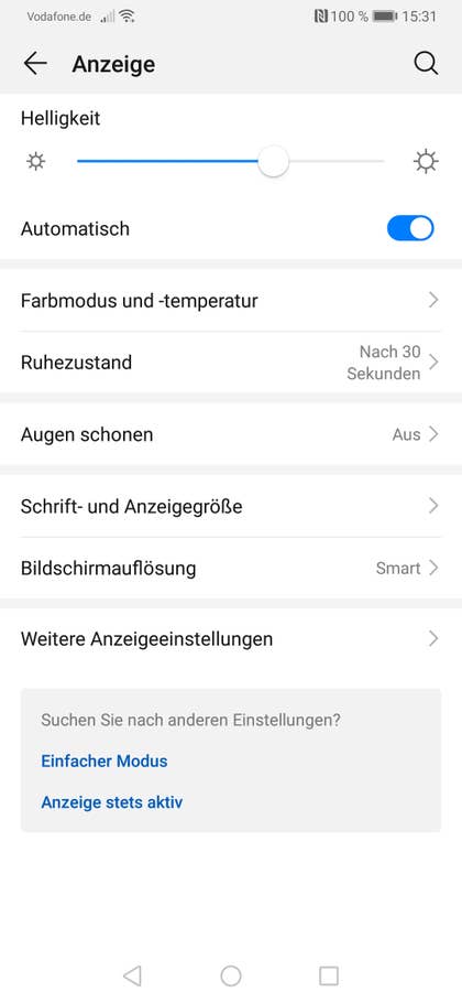 Huawei P30 Menü