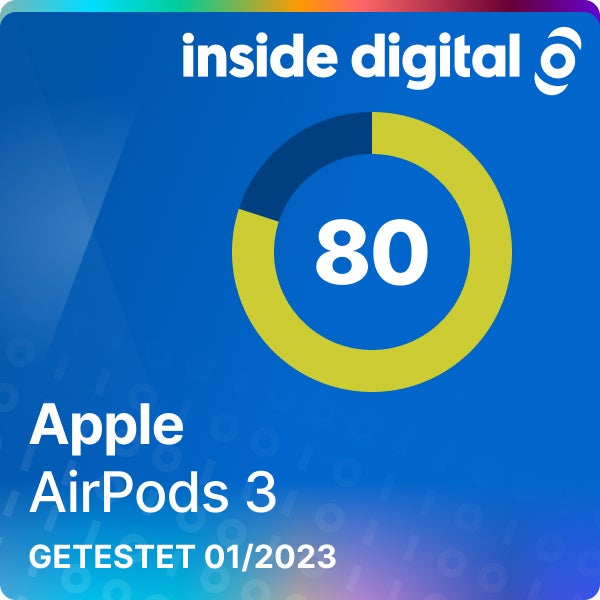Apple AirPods 3 Testsiegel mit 80 Prozent Testwertung
