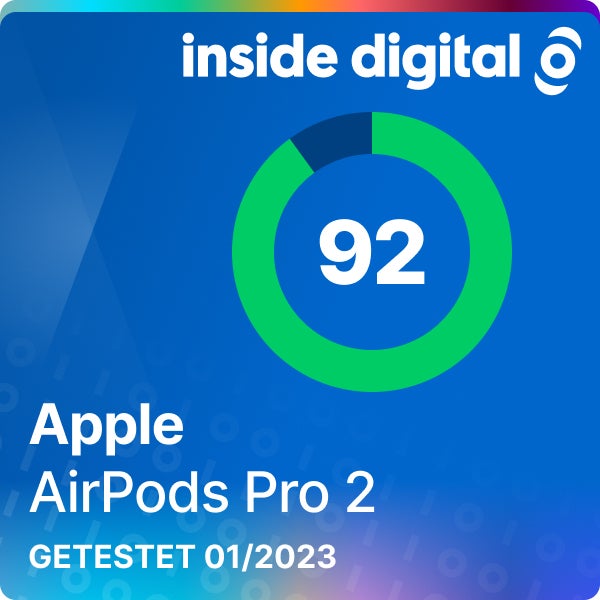 Apple AirPods Pro 2 Testsiegel mit 92 Prozent Testwertung