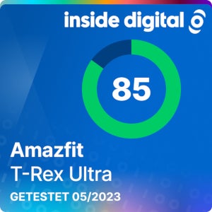 Amazfit T-Rex Ultra Testsiegel 85 Prozent.