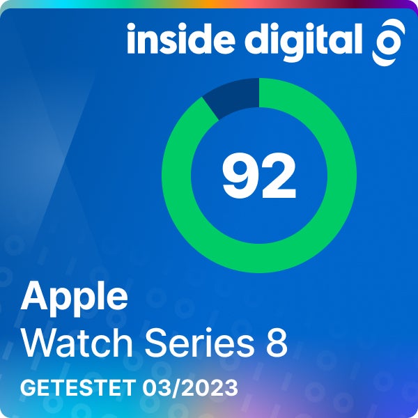 Apple Watch Series 8 Testsiegel mit 92 Prozent Testwertung