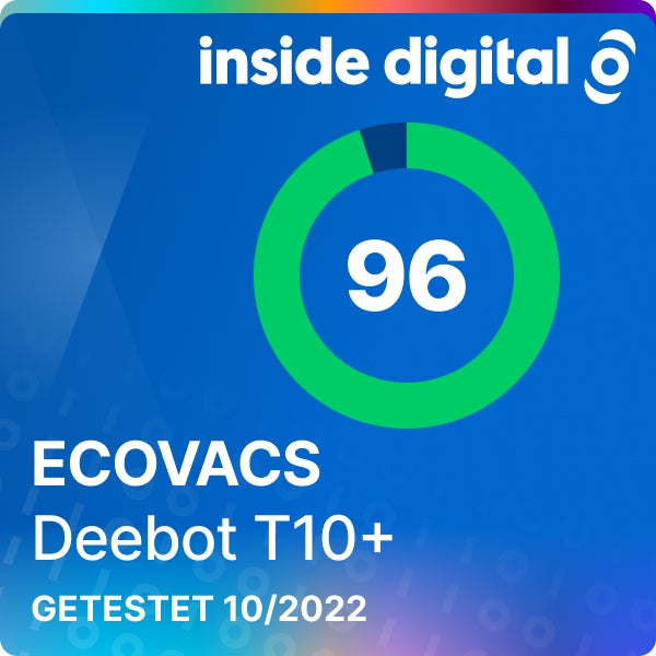 Ecovacs Deebot T10 Plus Testsiegel mit 96 Prozent Testwertung