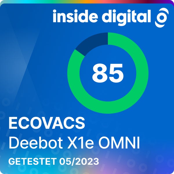 Ecovacs Deebot X1e OMNI Testsiegel mit 85 Prozent Testwertung