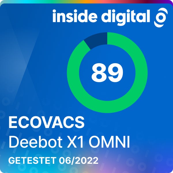 Ecovacs Deebot X1 OMNI Testsiegel mit 89 Prozent Testwertung