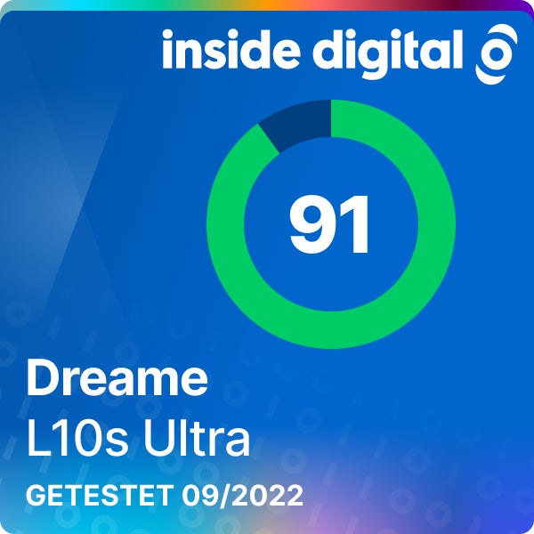 Dreame L10s Ultra Testsiegel mit 91 Prozent Testwertung