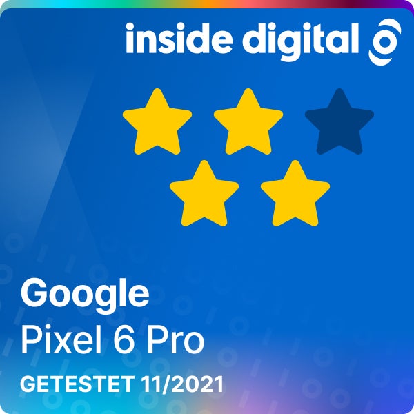 Pixel 6 Pro Testsiegel mit 4 von 5 Sternen