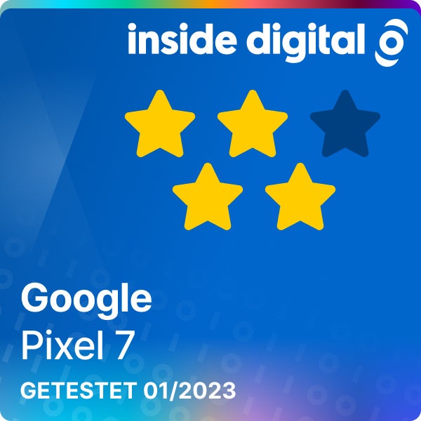 Google Pixel 7 Testsiegel mit 4 von 5 Sternen
